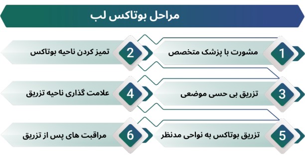 اینفوگرافی مراحل بوتاکس لب